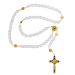 Picture of Wooden rosary with gold cross and Saint Benedict medals