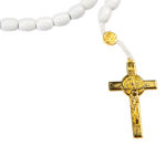 Picture of Wooden rosary with gold cross and Saint Benedict medals