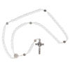 Picture of Wooden rosary with silver cross and Saint Benedict medals