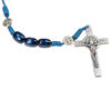 Picture of Wooden rosary with silver cross and Saint Benedict medals