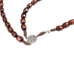Imagen de Wooden rosary with silver cross and Saint Benedict medals