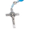 Picture of Wooden rosary with silver cross and Saint Benedict medals