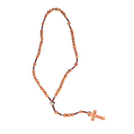 Picture of Thorn tree rosary with wooden Međugorje cross on a thread  B