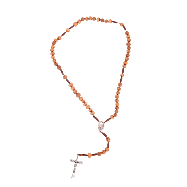 Picture of Thorn tree rosary with metal Međugorje cross on a thread  B