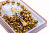 Imagen de Golden crystal rosary in box - Saint Benedict