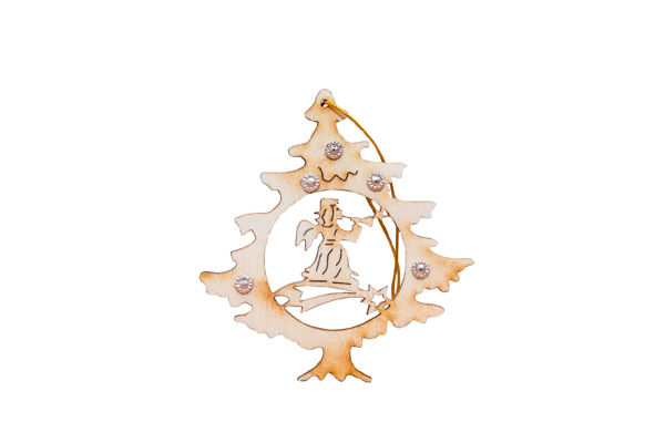 Imagen de Christmas pine pendant in wood with zirkon