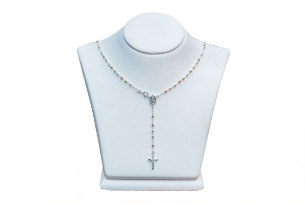 Picture of Multi color Silver Rosary with miraculous medal /925rosary2
