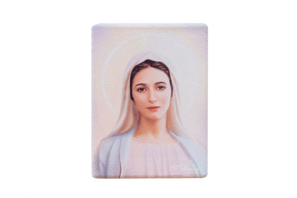 Picture of OUR LADY OF MEDJUGORJE, ICON ON WOOD WITH SWAROVSKI CRYSTALS - beige( 200x150)