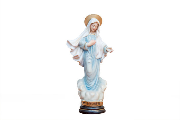 Picture of Our Lady on cloud- Wood (blue)
