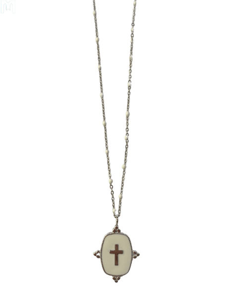 Imagen de Rosario con cruz medalla - cadena (gris)