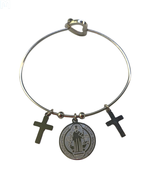 Picture of Bracelet with Saint Benedict medal (gray)