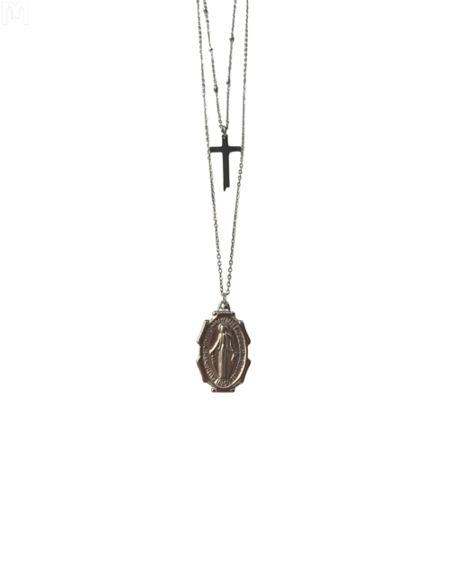 Picture of Chain with Miraculous medal and cross (gray)