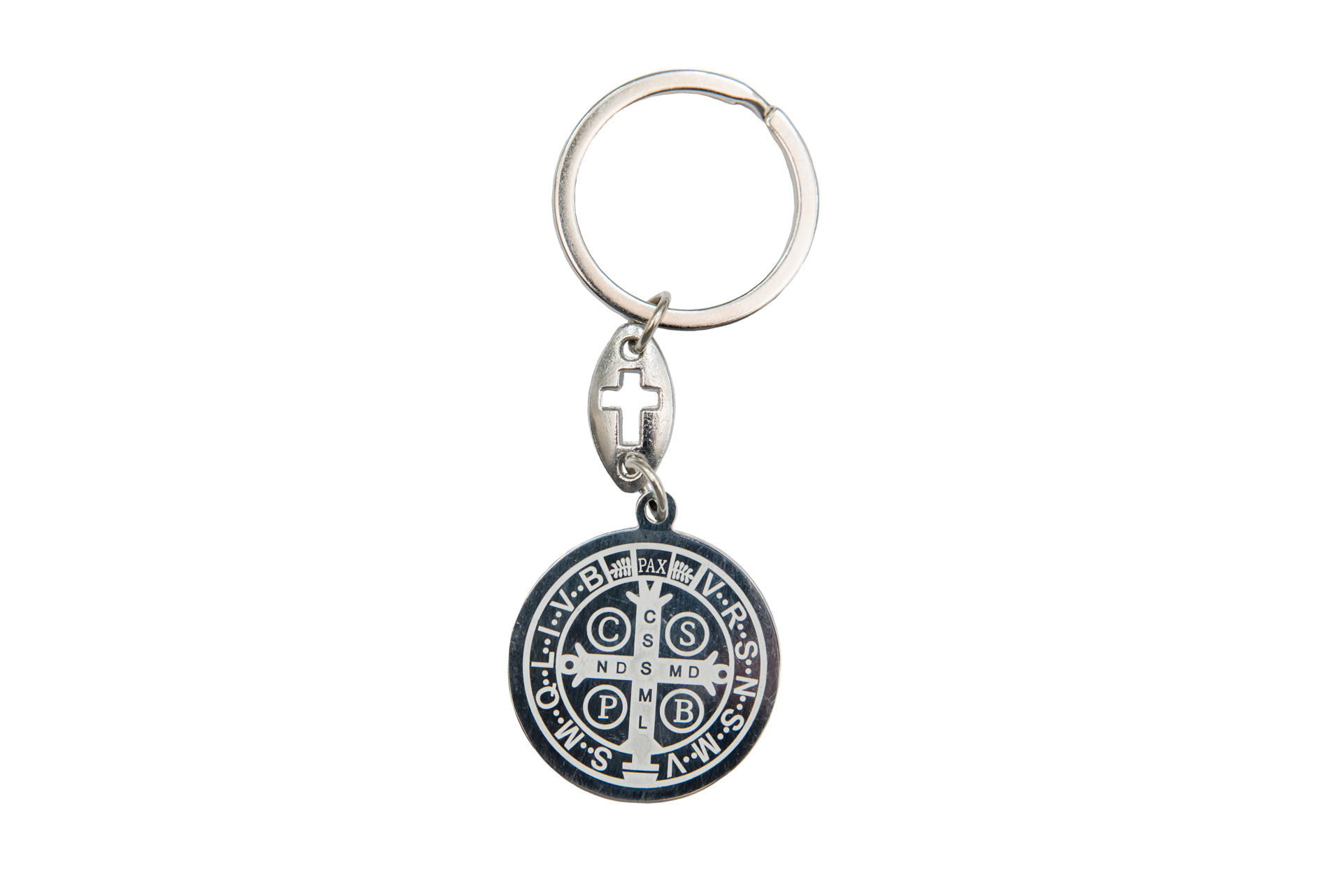 Key chain- Saint Benedict (gray) | Official Parish Medjugorje Webshop
