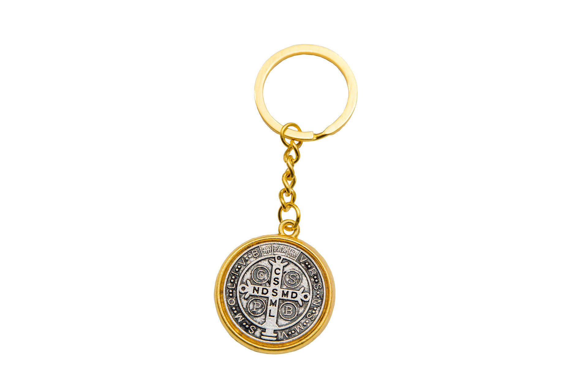 Key chain- Saint Benedict (gold) | Official Parish Medjugorje Webshop