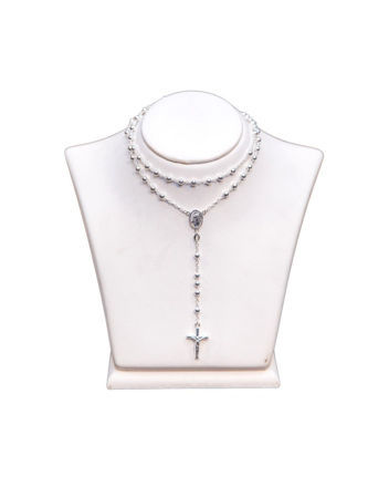 Picture of Long silver rosary with Queen of Peace medal/925