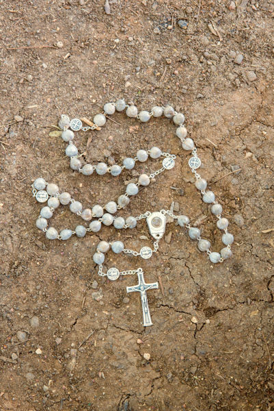 Imagen de Job's tears rosary  with Medjugorje soil medal - chain