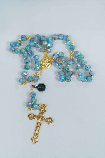 Picture of Murano Blue Glass rosary - Gold plated 24K