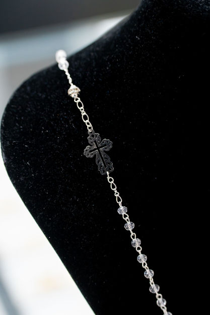 Picture of Silver-plated handmade rosary necklace / Transparent